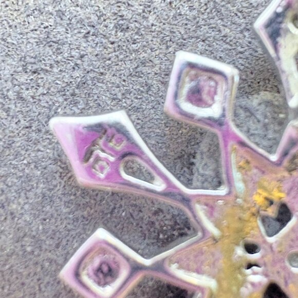 VTG Sterling Silver 925 Illusion Stone Snowflake Pendant Size 0.75" Length - Picture 8 of 10